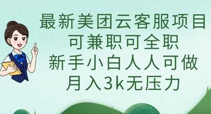 最新美团云客服项目,可兼职可全职,新手小白人人可做,月入3k无压力-九才资源网