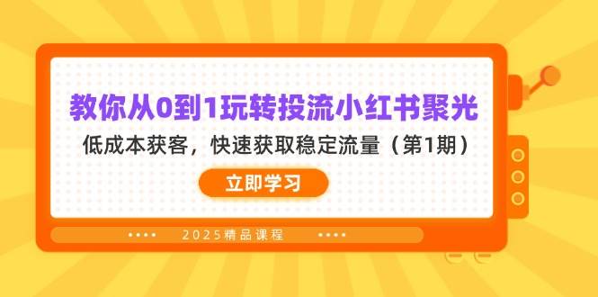 教你从0到1玩转投流小红书聚光,低成本获客,快速获取稳定流量(第1期)-九才资源网