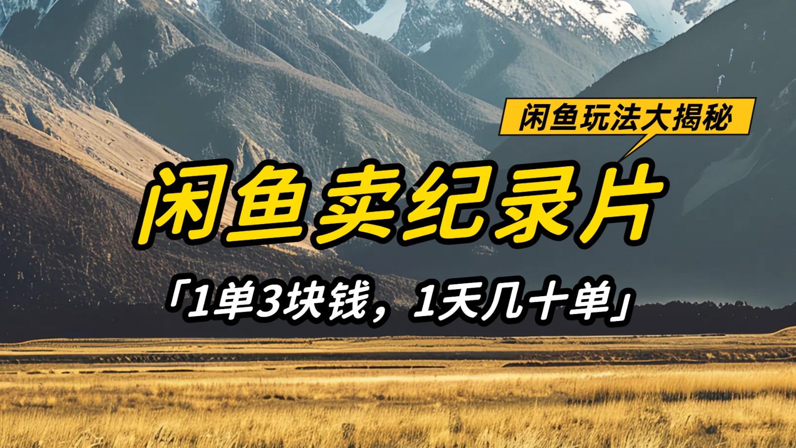 闲鱼卖纪录片,简单又赚钱的小项目,1单3块钱 1天几十单-九才资源网