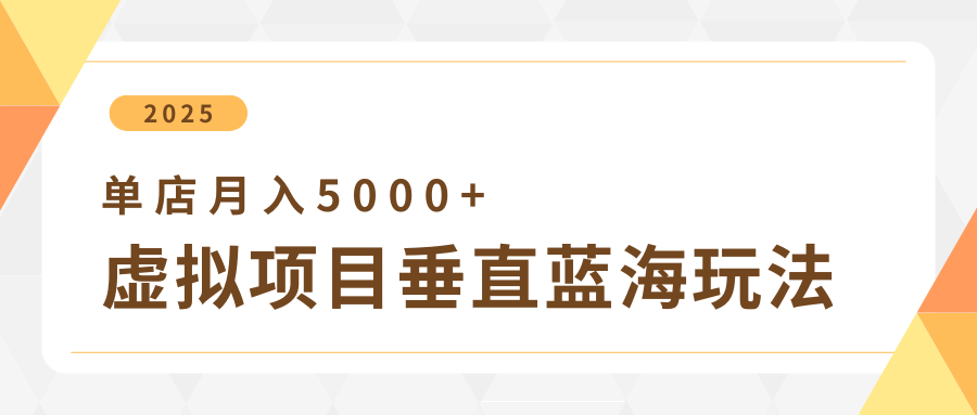 4月虚拟项目垂直玩法,冷门爆品+垂直蓝海,单店月入5000+-九才资源网
