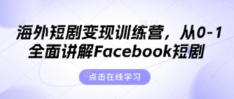 海外短剧变现训练营,从0-1全面讲解Facebook短剧-九才资源网