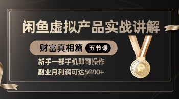 精品!闲鱼虚拟产品实战讲解,新手一部手机即可操作,副业月利润可达5k+-九才资源网