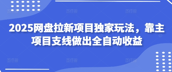 2025网盘拉新项目独家玩法,靠主项目支线做出全自动收益-九才资源网