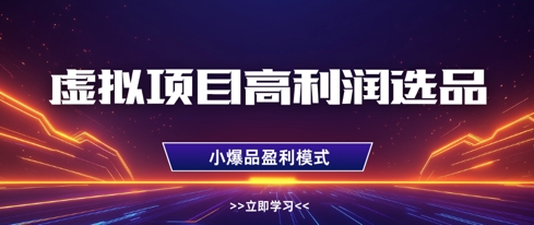 虚拟项目高利润选品方法,做好单店利润1W+,可多店倍增利润-九才资源网