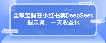 全职宝妈在小红书卖DeepSeek提示词,一天收益1k-九才资源网