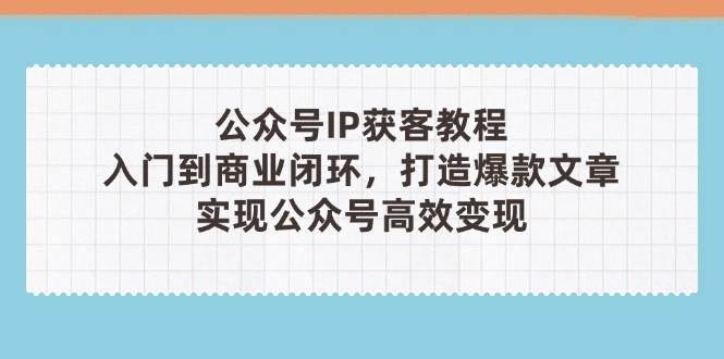 (14486期)公众号IP获客教程(第3期),从入门到商业闭环,打造爆款文章,实现公众…-九才资源网