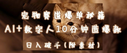 宠物赛道爆单秘籍:AI+数字人10分钟造爆款,日入1k-九才资源网