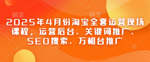 2025年4月份淘宝全套运营现场课程,运营后台、关键词推广、SEO搜索、万相台推广-九才资源网