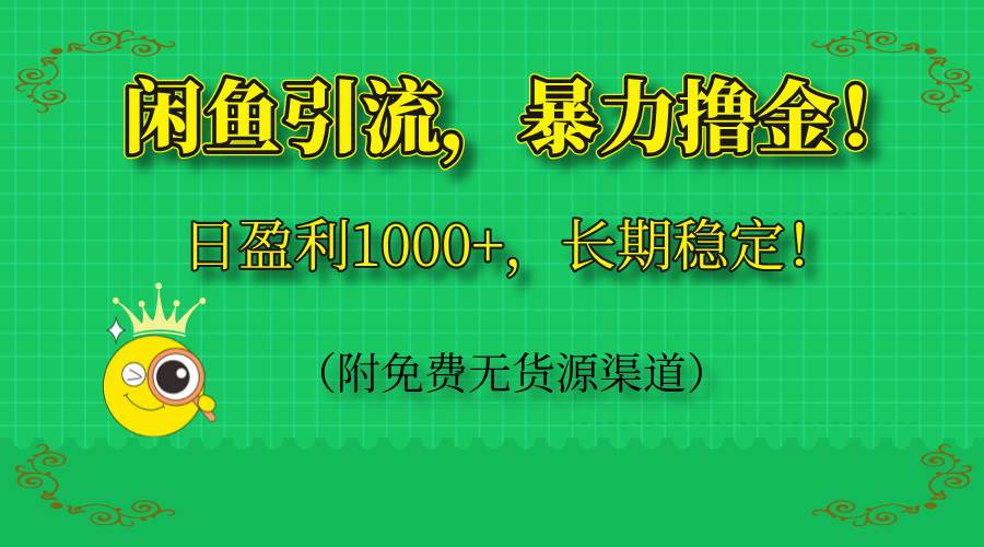 (14647期)闲鱼引流,暴力撸金,日盈利1000+,长期稳定!(附免费无货源渠道)-九才资源网