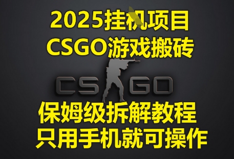 2025挂G项目,CSGO游戏搬砖,保姆级拆解教程,只用手机就可操作【揭秘】-九才资源网