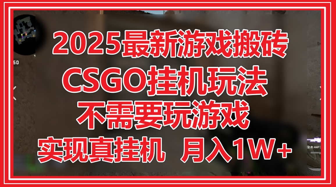 2025最新游戏搬砖,CSGO挂机,不需要玩游戏,实现真挂机,月入1W+-九才资源网
