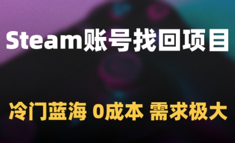 Steam账号找回项目,冷门蓝海,0成本,需求极大-九才资源网