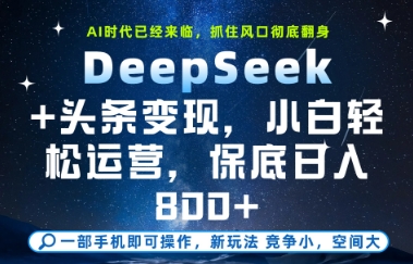 DeepSeek+头条变现,保姆级教学,小白轻松上手,日入8张+【揭秘】-九才资源网