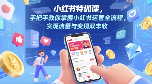 小红书特训课,手把手教你掌握小红书运营全流程,实现流量与变现双丰收-九才资源网