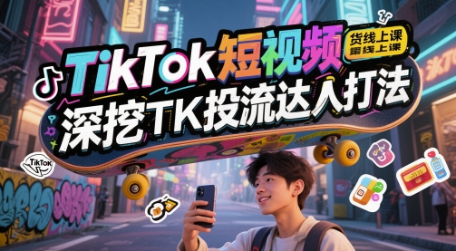 TikTok短视频带货线上课,深挖TK投流达人打法-九才资源网