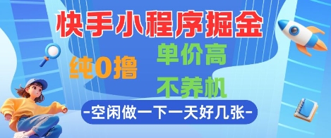 快手小程序掘金,纯0撸,单价高不养机 利用空闲时间做一做,一天好几张【揭秘】-九才资源网