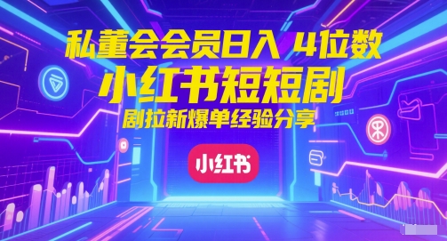私董会会员日入4位数小红书红果短剧拉新爆单经验分享-九才资源网