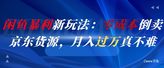 闲鱼暴利新玩法:零成本倒卖京东货源,月入过1W真不难-九才资源网