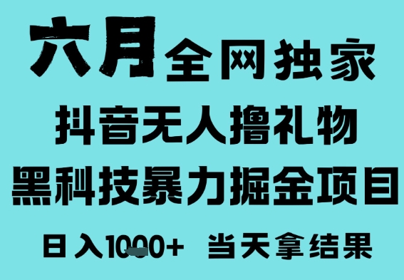 25年6月高爆抖音无人直播最新撸音浪掘金项目,门槛低小白可做,无脑日入1k,可矩阵放大【揭秘】-九才资源网