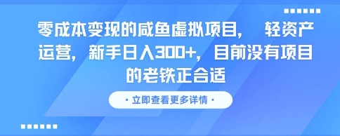 零成本变现的咸鱼虚拟项目, 轻资产运营,新手日入3张+,目前没有项目的老铁正合适-九才资源网