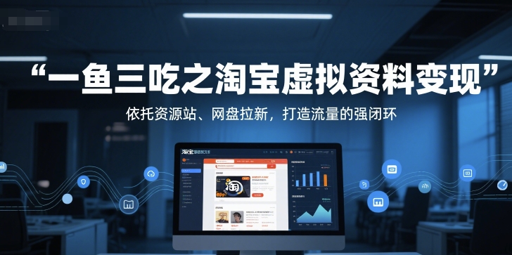 一鱼三吃之淘宝虚拟资料变现,依托资源站、网盘拉新,打造流量的强闭环-九才资源网