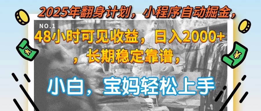 (15082期)2025年翻身计划,小程序自动掘金48小时可见收益,日入2000+,长期稳定…-九才资源网