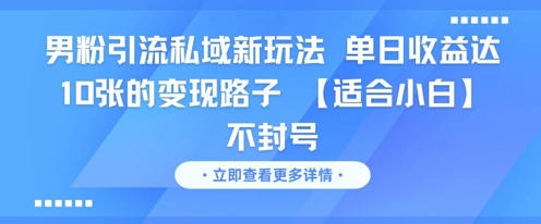 男粉引流私域新玩法,单日收益达10张的变现路子 【适合小白】不封号-九才资源网