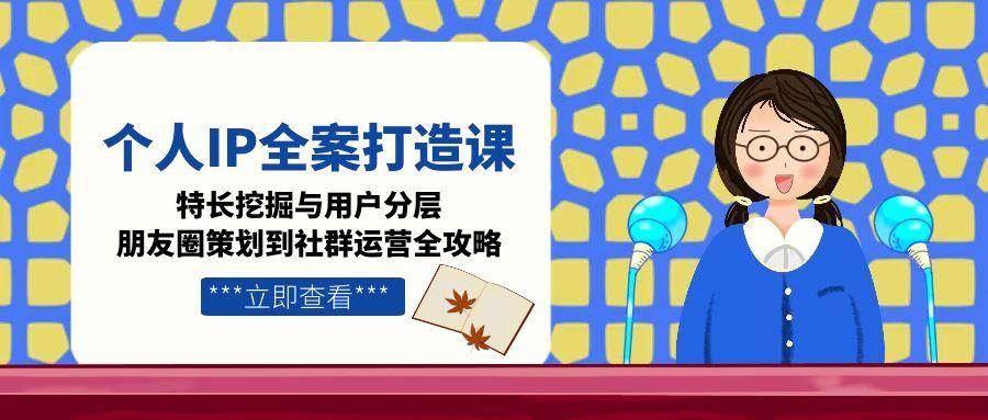 个人IP全案打造课,特长挖掘与用户分层,朋友圈策划到社群运营全攻略-九才资源网