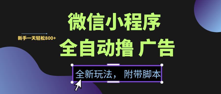 (15134期)微信小程序挂机撸广告,全新玩法,新手一天轻松800+【附带脚本】-九才资源网