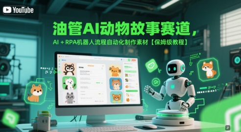 油管AI动物故事赛道,AI+RPA机器人流程自动化制作素材【保姆级教程】-九才资源网