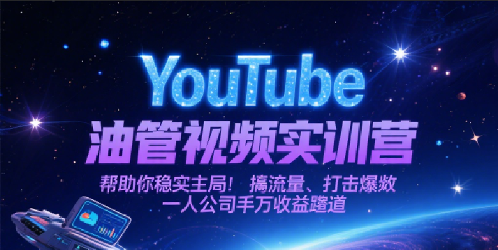 YouTube油管视频实训营,帮助你稳入局、搞流量、打爆款,一人公司千万收益赛道-九才资源网