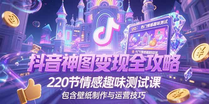 (15264期)抖音神图变现全攻略,220节情感趣味测试课,包含壁纸制作与运营技巧-九才资源网