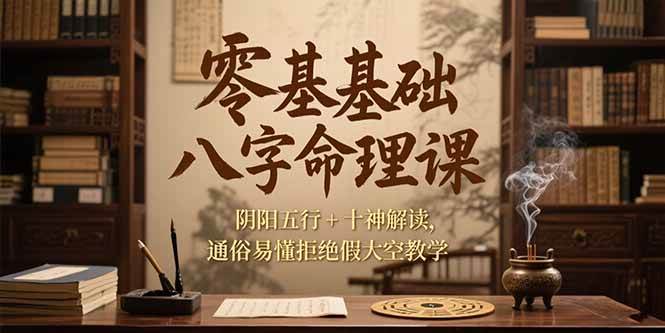 (15283期)零基础八字命理课,阴阳五行+十神解读,通俗易懂拒绝假大空教学-九才资源网