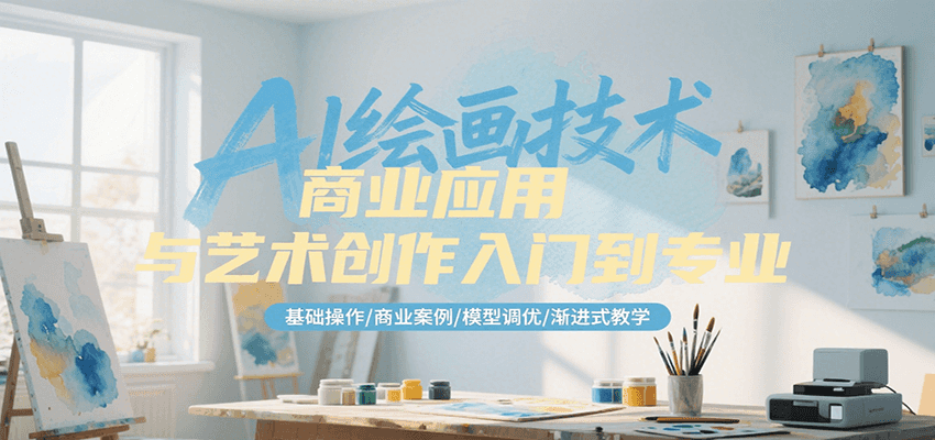 AI绘画技术商业应用与艺术创作入门到专业,基础操作/商业案例/模型调优/渐进式教学-九才资源网