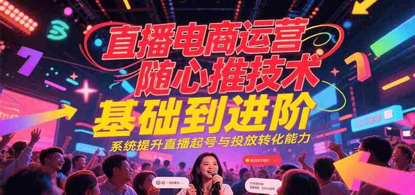 直播电商运营随心推投放技术基础到进阶,系统提升直播起号与投放转化能力-九才资源网