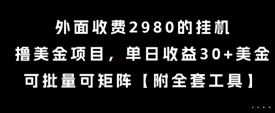 外面收费2980的挂G撸美金项目,单日收益30+美金,可批量可矩阵【揭秘】-九才资源网