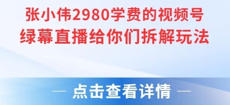 张小伟2980付费额视频号绿幕直播给你们拆解玩法-九才资源网