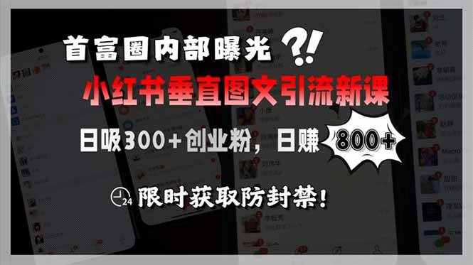 (15313期)首富圈内部曝光小红书垂直图文引流新课,日吸300+创业粉,日赚800+,限…-九才资源网