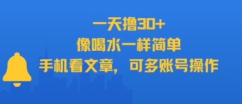 一天撸30+,像喝水一样简单,手机看文章,可多账号操作-九才资源网