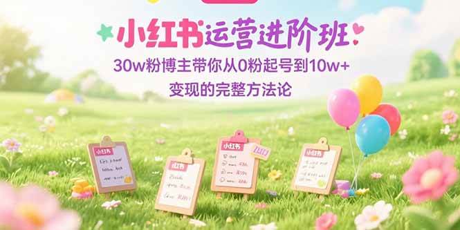 (15318期)小红书运营进阶班:30w粉博主带你从0粉起号到10w+变现的完整方法论-九才资源网
