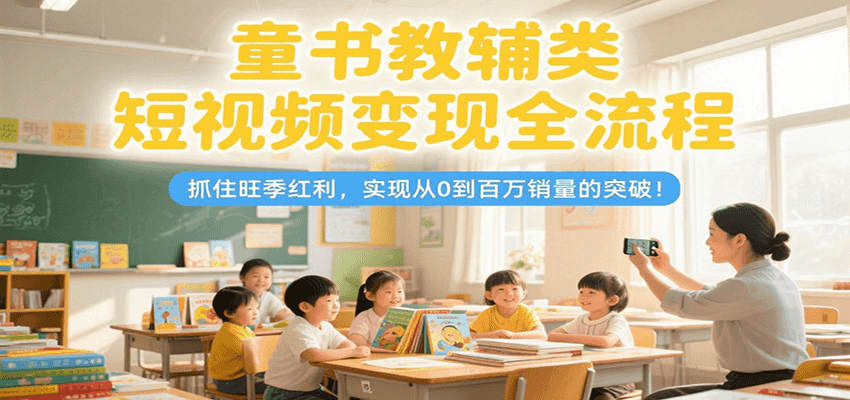 童书教辅类短视频变现全流程,抓住旺季红利,实现从0到百万销量的突破!-九才资源网