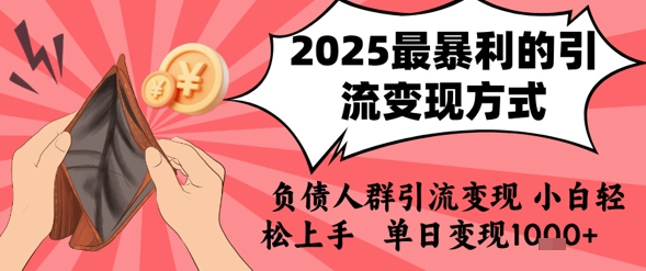 2025年最暴利的引流变现方式,负债人群引流变现,小白轻松上手,日入1k-九才资源网