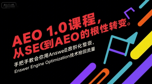 AEO 1.0 课程,从SEO到AE0的基命性转变,手把手教会你用AnswerEngineOptimization技术抢回流量-九才资源网