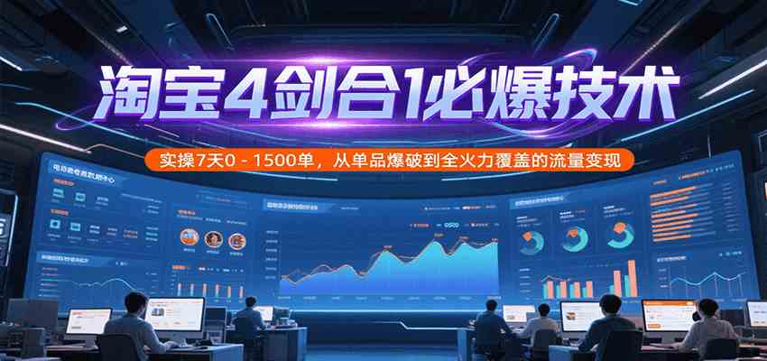 淘宝4剑合1必爆技术,实操7天0-1500单,从单品爆破到全火力覆盖的流量变现-九才资源网