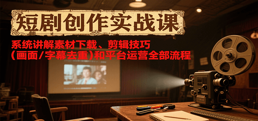 短剧创作实战课,系统讲解素材下载、剪辑技巧(画面/字幕去重)和平台运营全部流程-九才资源网