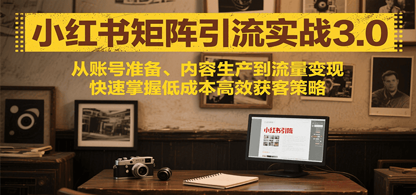 小红书矩阵引流3.0,从账号准备、内容生产到流量变现,快速掌握低成本高效获客策略-九才资源网