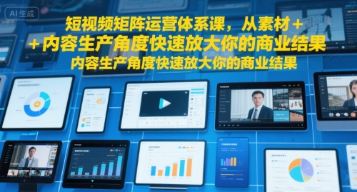短视频矩阵运营体系课,从素材+内容生产角度快速放大你的商业结果-九才资源网