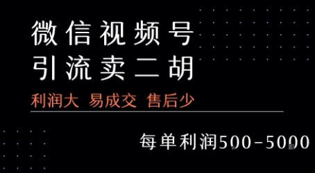 视频号卖二胡教程,利润大 易成交 售后少,一单利润5张+-九才资源网