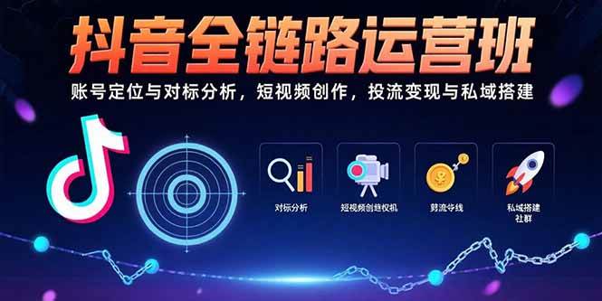 (15525期)抖音全链路运营班:账号定位与对标分析,短视频创作,投流变现与私域搭建-九才资源网