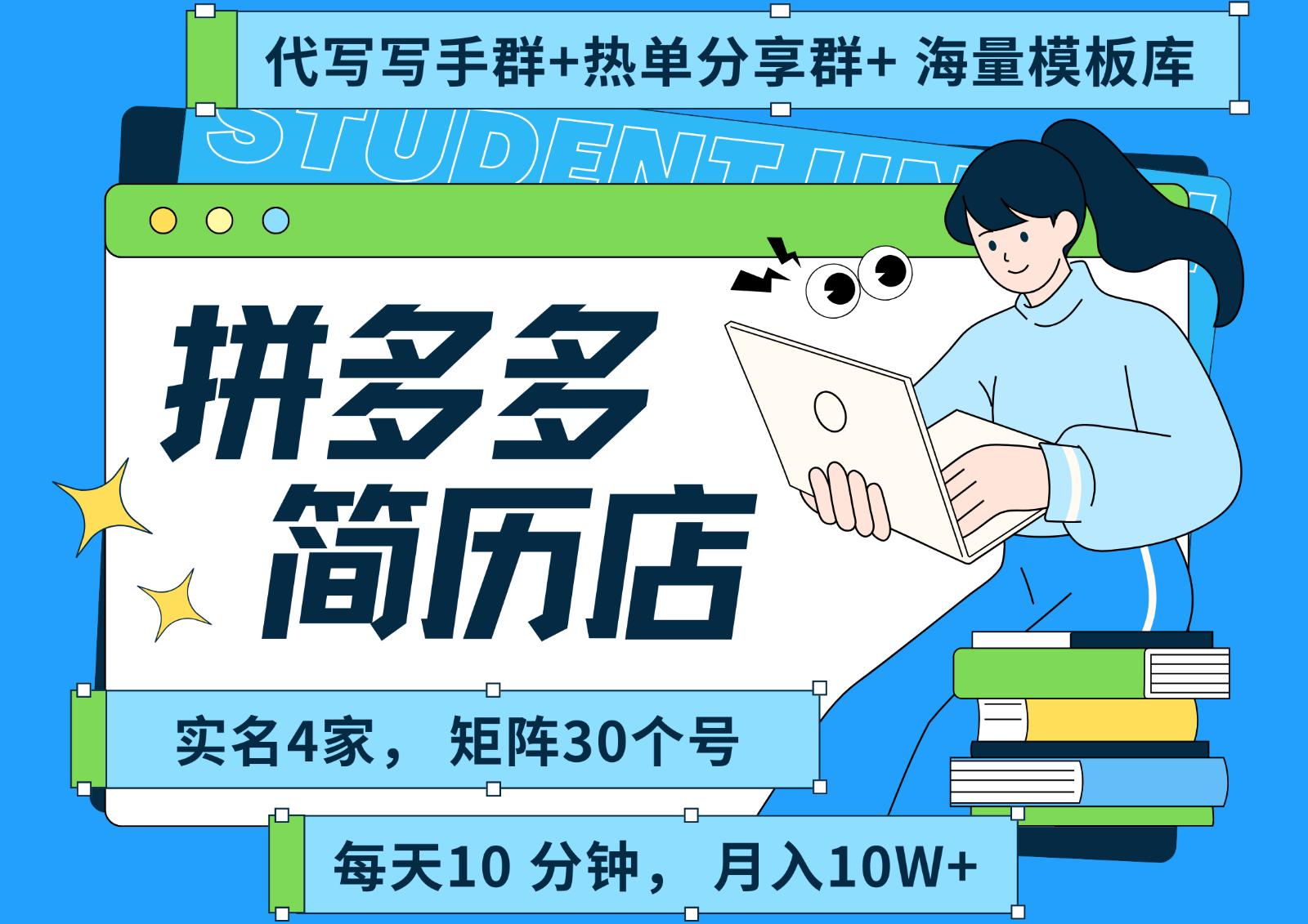 拼多多电商 拼多多 虚拟资料 简历 海报代写 全SOP流程 毫无保留分享(含后端资料)-九才资源网